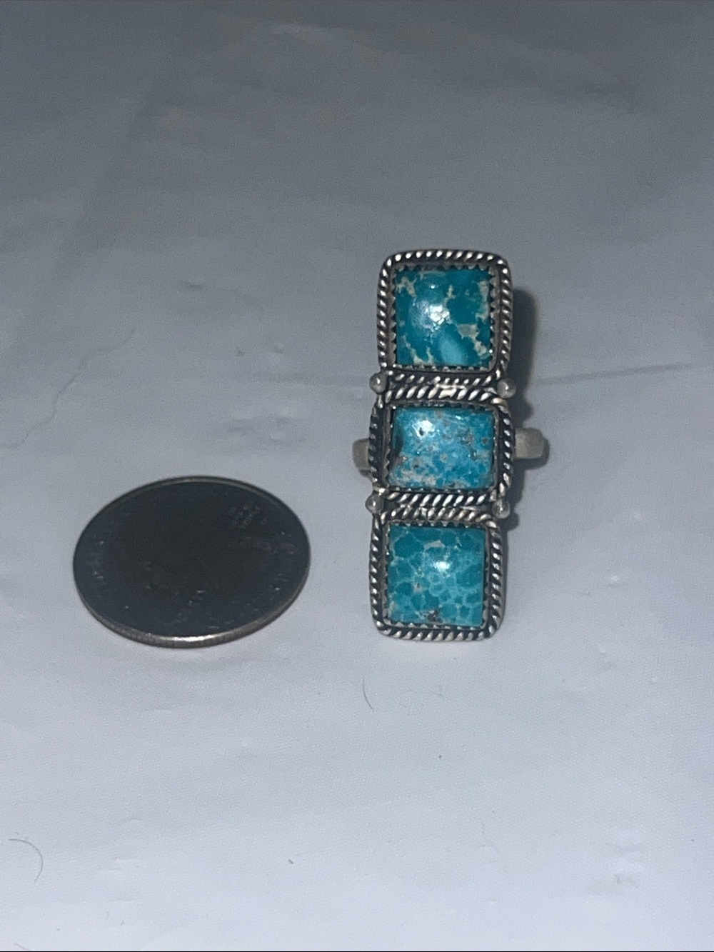 Whitewater Turquoise Triple-Stone Sterling Silver Statement Ring - Blue